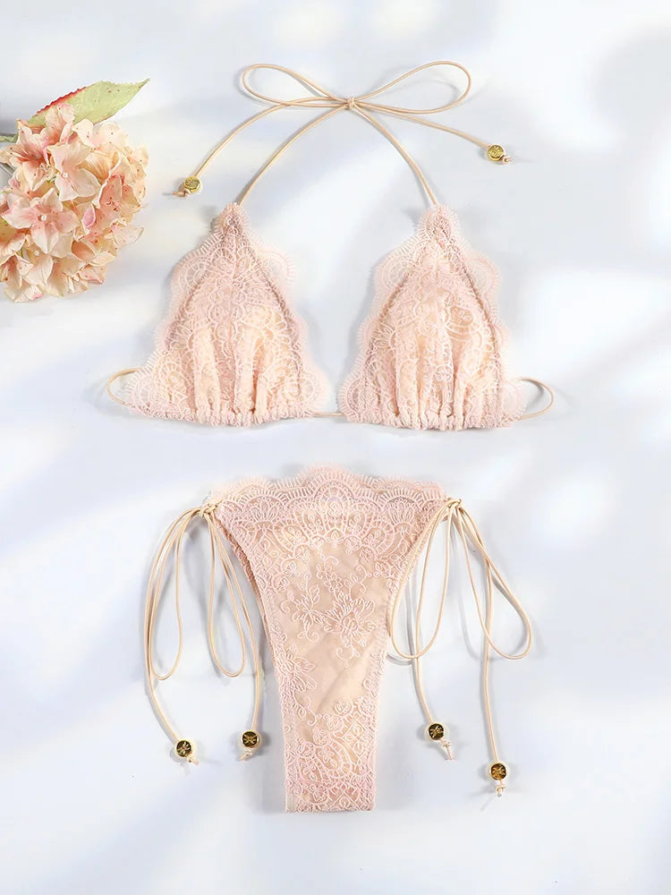 Vivian Triangle Bikini Set met Kantdetails