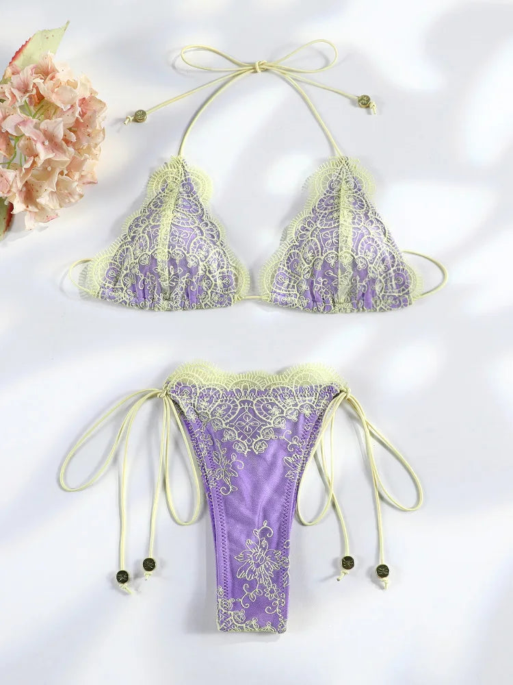 Vivian Triangle Bikini Set met Kantdetails