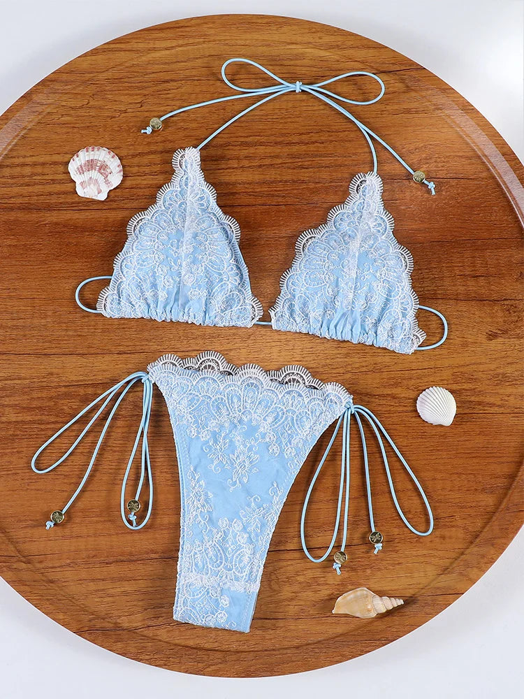 Vivian Triangle Bikini Set met Kantdetails