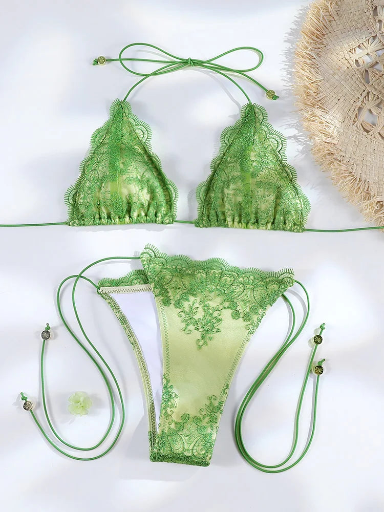 Vivian Triangle Bikini Set met Kantdetails