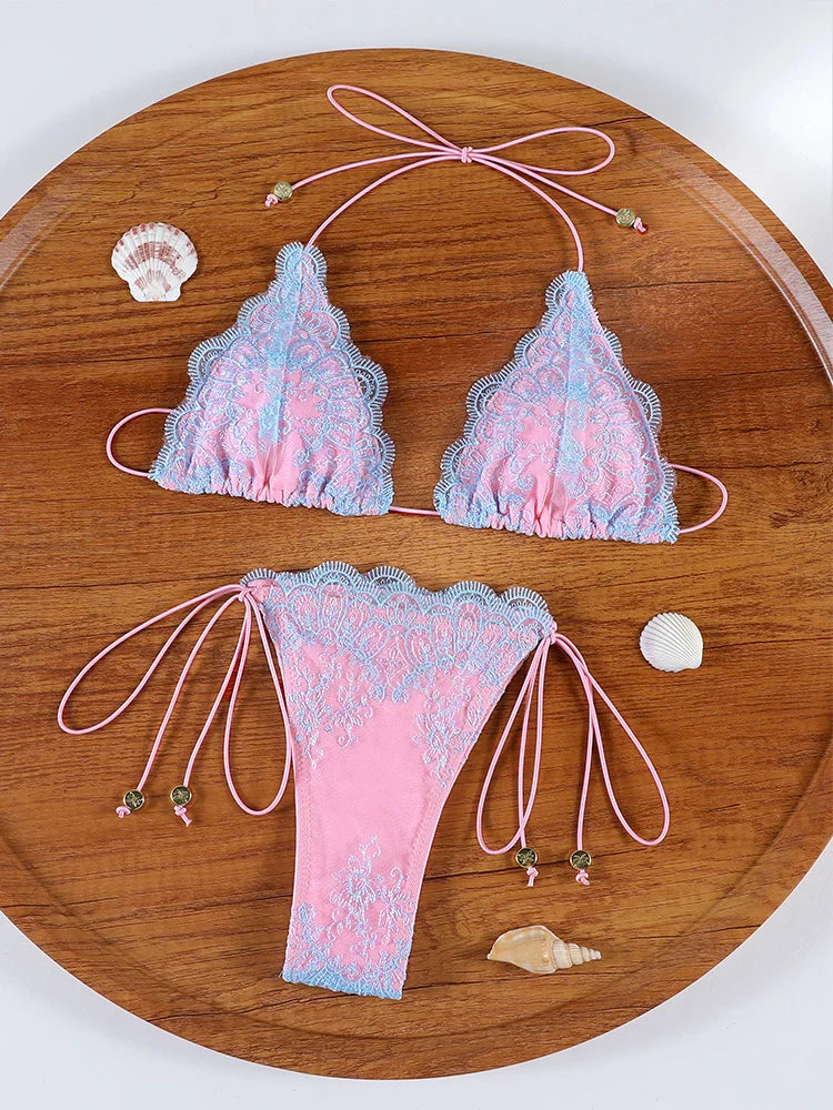 Vivian Triangle Bikini Set met Kantdetails