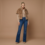 Nola – Faux Fur Short Sleeve Jacket with Zip