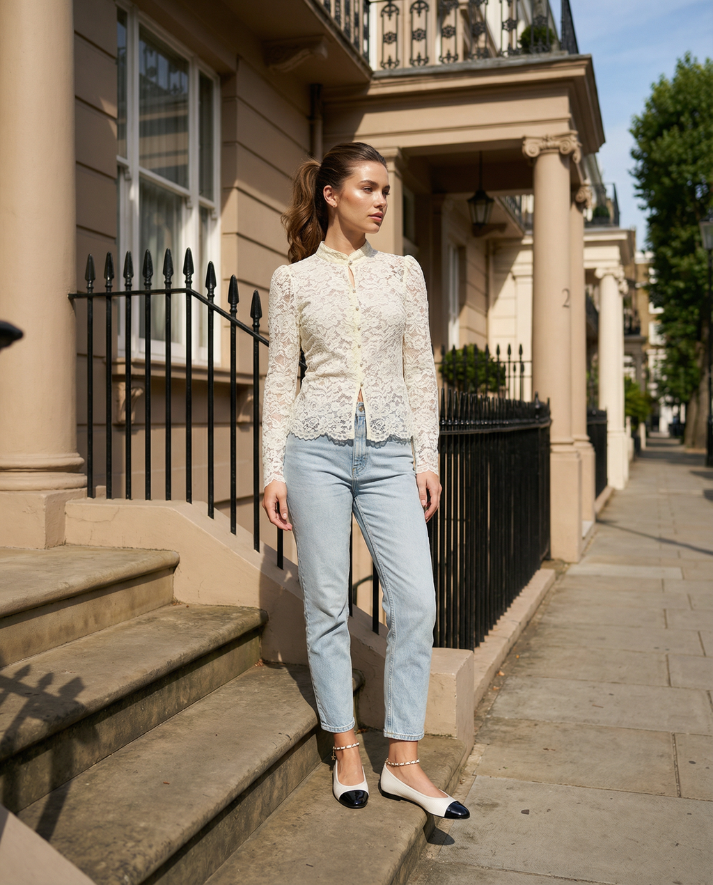 Talia - Elegant White Lace Blouse