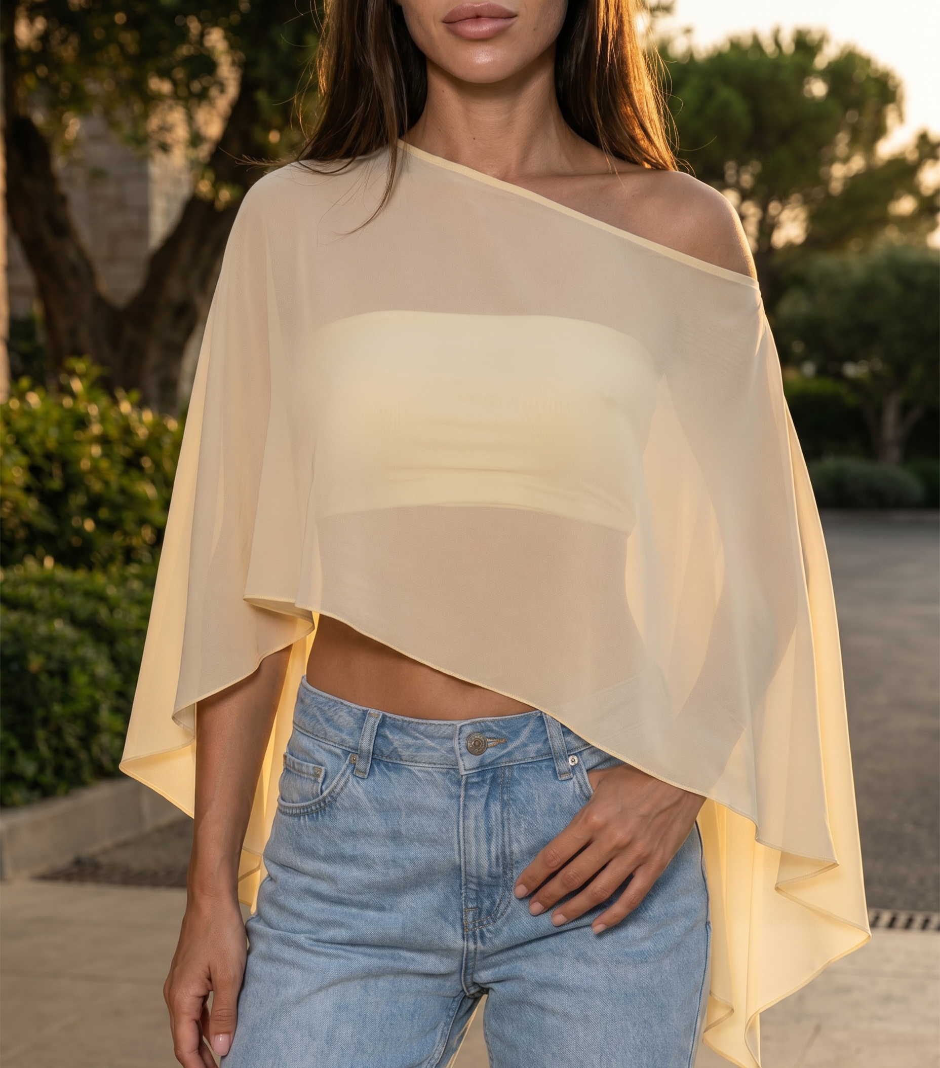 Bella - one shoulder poncho