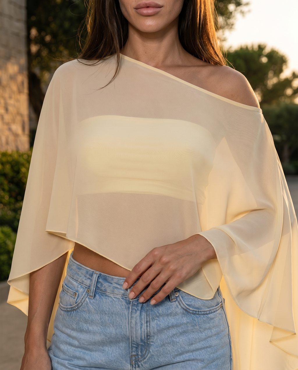 Bella - one shoulder poncho